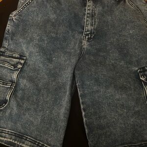 Wax Jean Men's Dark Blue Cargo Denim Shorts